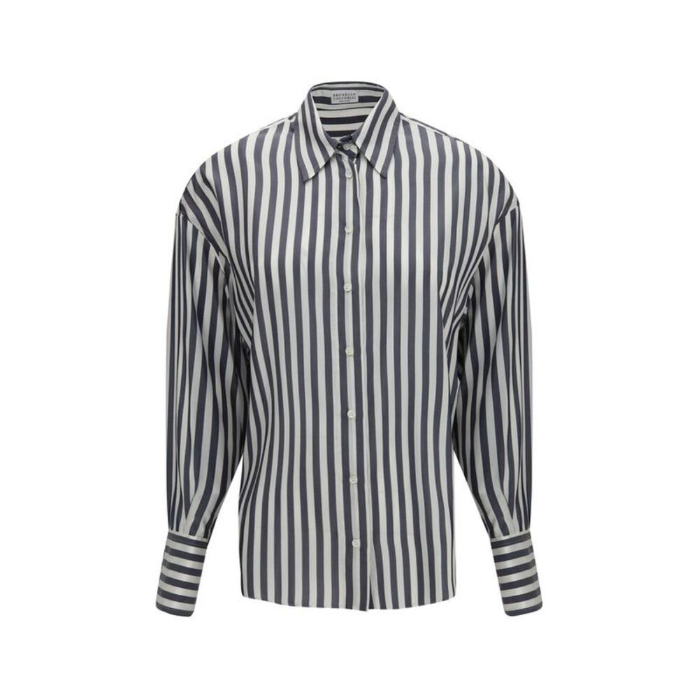 Brunello Cucinelli Multicolor Silk Pattern Women's Shirt
